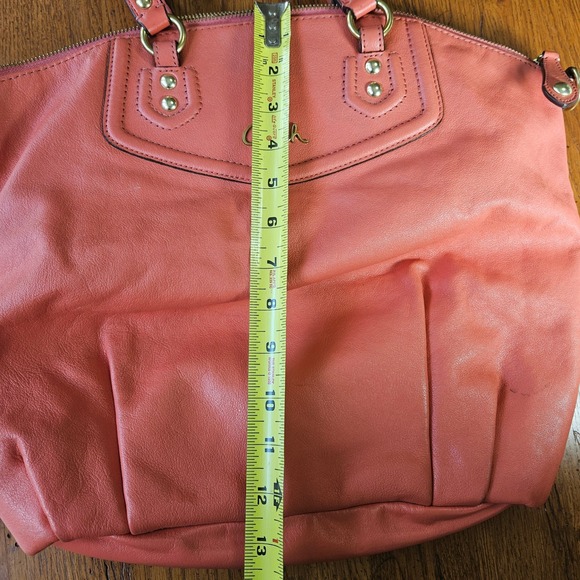 Coach Leather Satchel Shoulder Bag Purse Coral Top Zip D1371 F23684 - Picture 7 of 11